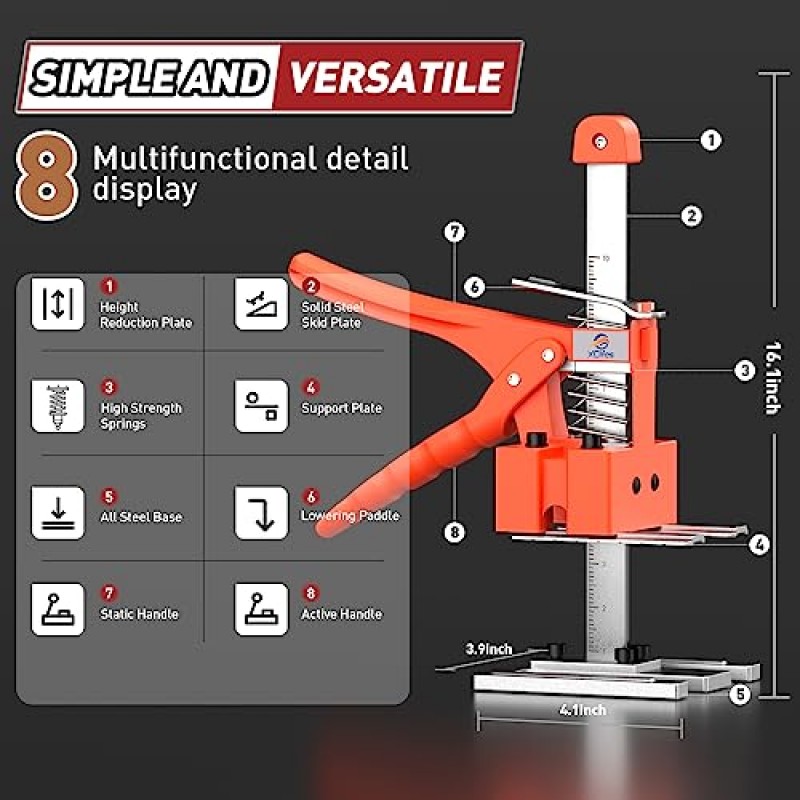 XClifes 암 도구 리프트 2PCS, 벽 타일 로케이터, 다기능 높이 조정 리프팅 장치, 도어 패널 리프팅 캐비닛 잭 보드 리프터,