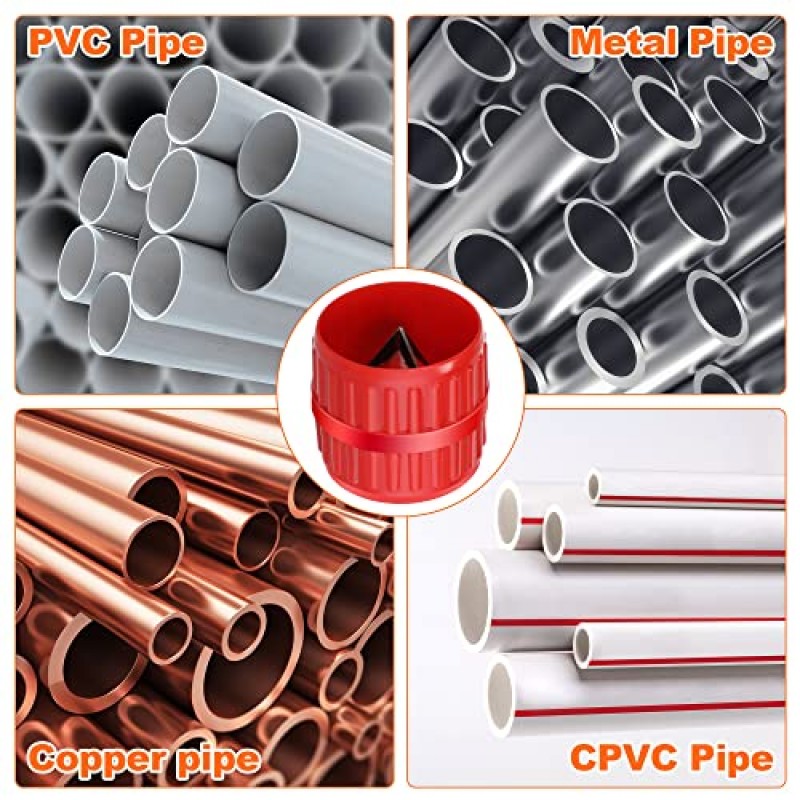 1/4' - 1' 깊이 게이지 및 파이프 디버링 도구 키트, 1/8' ~ 1-5/8' PVC PPR 황동 CPVC PE-RT 알루미늄용 내부 외부 리머 파이프 튜빙 모따기 도구