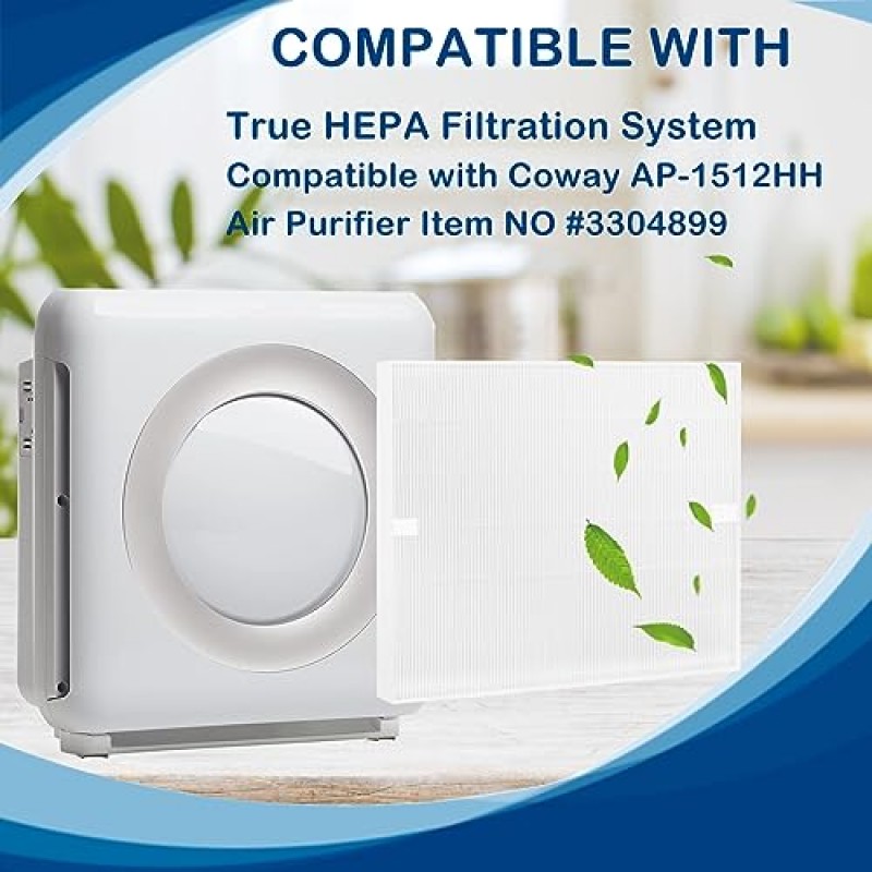 AP-1512HH 진정한 HEPA 필터 교체, Coway AP-1512HH와 호환 가능 AP1512HH 마이티 공기 청정기, AP-1512HH-FP, 품목 번호 #3304899, 4팩 HEPA 필터 전용