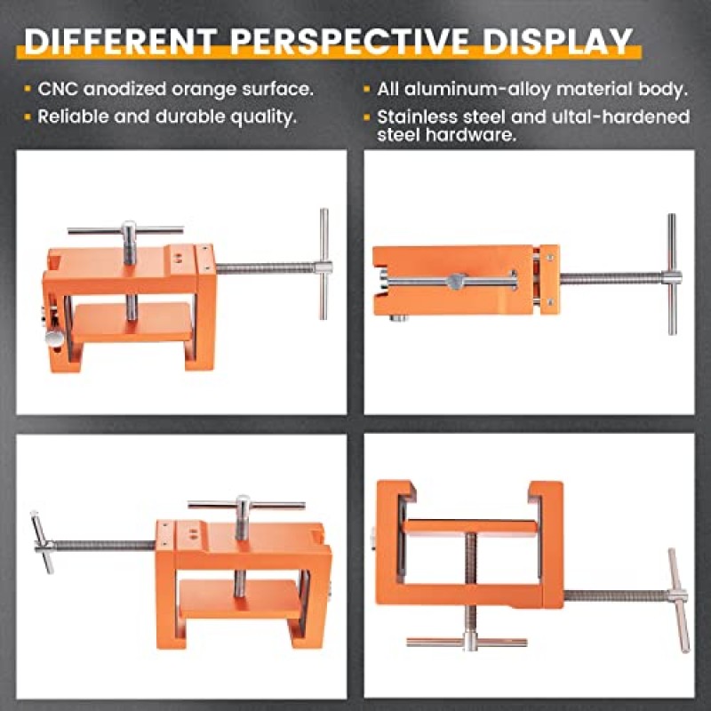 Neitra 캐비닛 설치 클램프 - 캐비닛의 쉽고 빠른 설치를 위한 캐비닛 클램프, 2개의 유연한 드릴 구멍 가이드가 있는 내구성이 뛰어난 모든 금속 클로, 주황색, 2팩