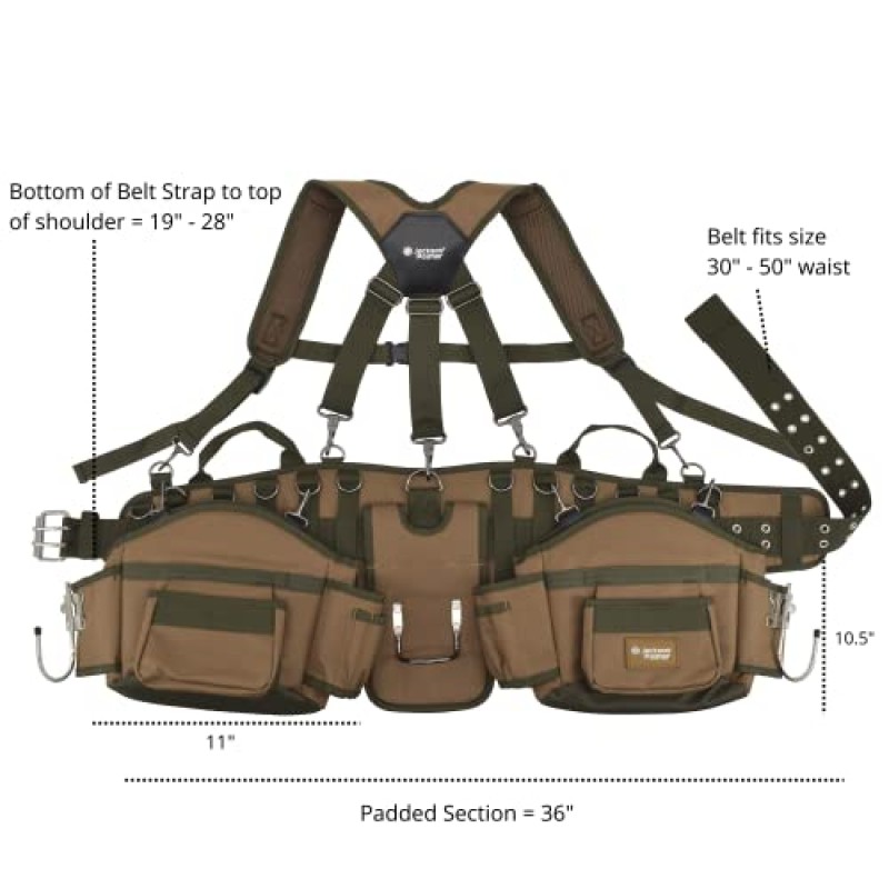 JACKSON PALMER 프로페셔널 공구 벨트 - Tan & Green (Comfort Rig Tan & Green)