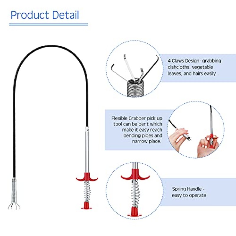 4 조각 텔레 스코핑 자석 픽업 도구 세트 확장 가능한 클로 그래버 그래버 도구 구부릴 수있는 스프링 텔레 스코핑 검사 거울 2 Lb/ 20 Lb 가정용 싱크 배수구 용 자기 스틱 가제트 주방 욕실