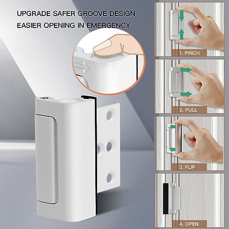 AWDIA 3팩 홈 보안 도어 잠금 장치, 안쪽 스윙 도어용 어린이 보호 도어 강화 잠금 장치, 무단 출입을 방지하는 어린이 안전을 위한 도어 잠금 장치, 집에 안전과 보안 추가