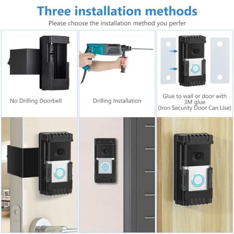 YesTree 도난 방지 비디오 초인종 마운트 R1/2/3/3Plus/4/대부분의 비디오 초인종과 호환 가능, 조정 가능한 비디오 초인종 브래킷 홀더 초인종 센서를 차단하지 않음