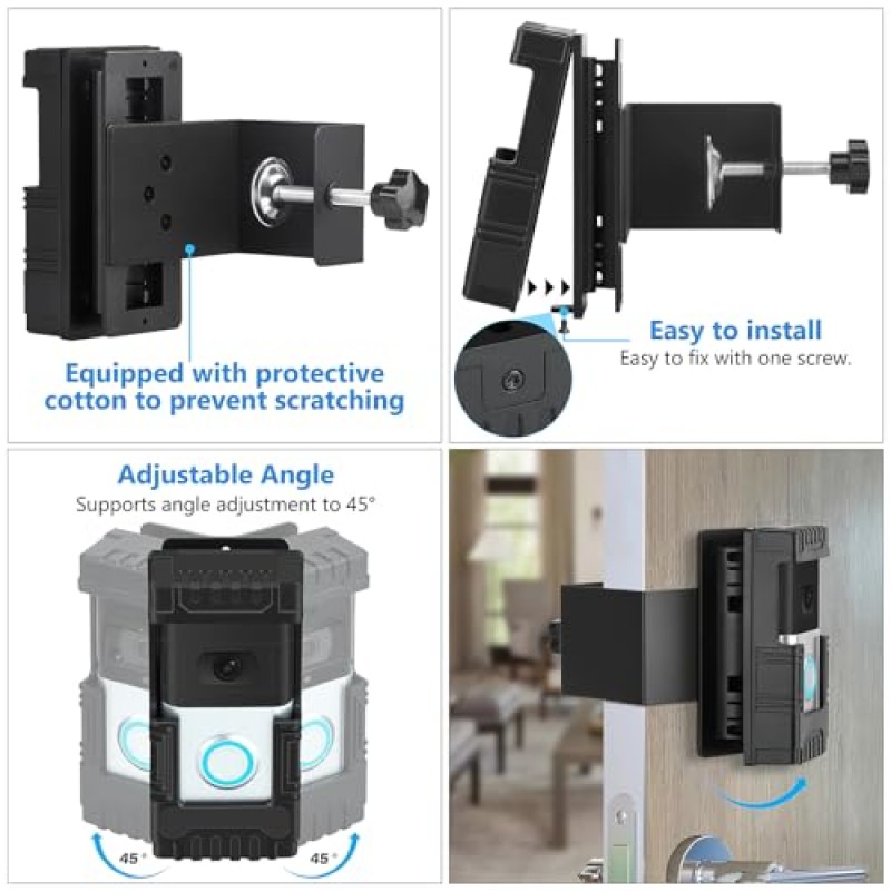 YesTree 도난 방지 비디오 초인종 마운트 R1/2/3/3Plus/4/대부분의 비디오 초인종과 호환 가능, 조정 가능한 비디오 초인종 브래킷 홀더 초인종 센서를 차단하지 않음