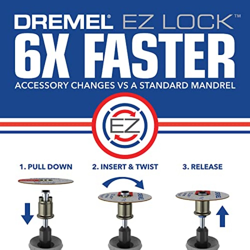 Dremel EZ456, 1 1/2인치(38.1mm) 휠 직경, EZ - Lock™ 유리섬유 강화 절단 휠, 금속 절단용 회전 공구 커팅 디스크, 5개, 중간, 빨간색