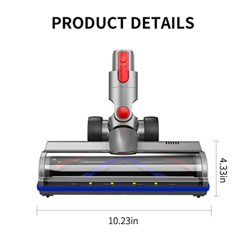 ORIVESSELS 다이슨 V7 V8 V10 V11 V15와 호환되는 교체용 진공 헤드 단단한 바닥 부착 클리너 전기 헤드 단단한 바닥 및 낮은 카펫용 4 LED 조명