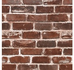 Akywall 붉은 벽돌 벽지 껍질과 스틱 393.7 인치 이동식 방수 소박한 벽돌 접촉 종이 질감 가짜 바위 돌 자체 접착 벽 종이 껍질을 벗길 수있는 벽 취재 현실적인 홈 장식