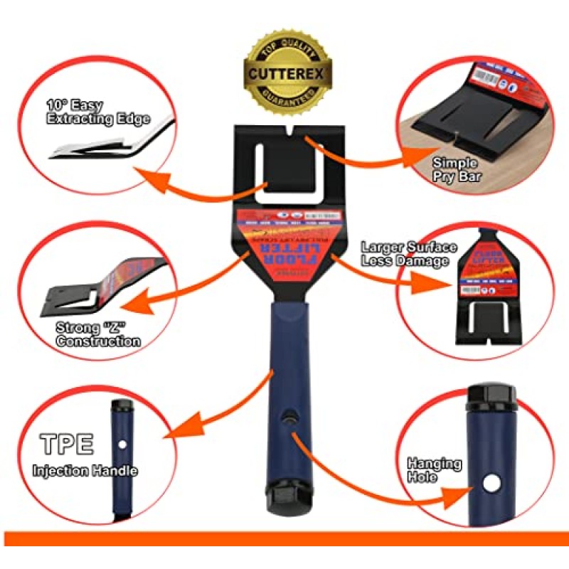 CUTTEREX 바닥 리프터, 타일 제거 도구, 상업용 작업용 제거 멀티 도구, 몰딩, 베이스보드, 스커트 보드, 사이딩 및 바닥재 제거, 리모델링