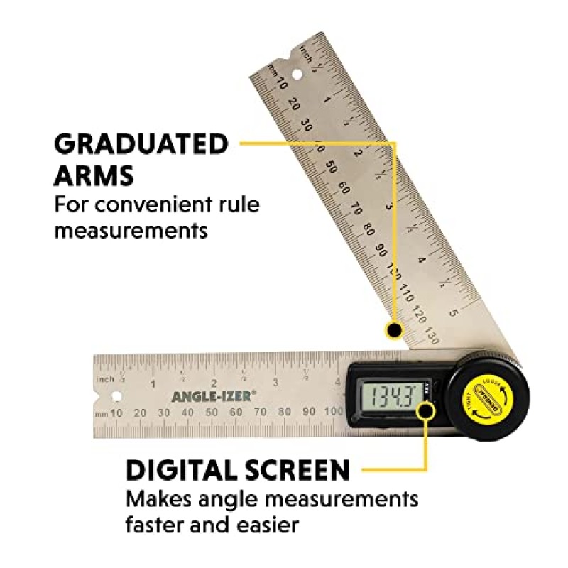 일반 도구 디지털 각도 측정기 눈금자 #822 - 대형 LCD 디스플레이가 있는 5