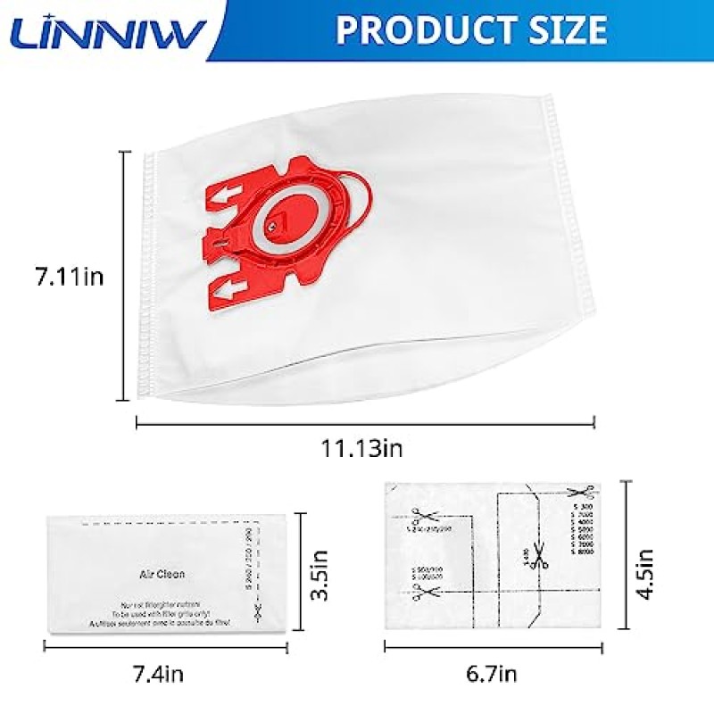 Miele FJM 진공 청소기, Compact C1, Compact C2, Complete C1, S241, S290, S300i, S500, S700, S4, S6 시리즈와 호환되는 3D Airclean FJM 진공 청소기 가방 12팩, 부품 번호 10123220 대체