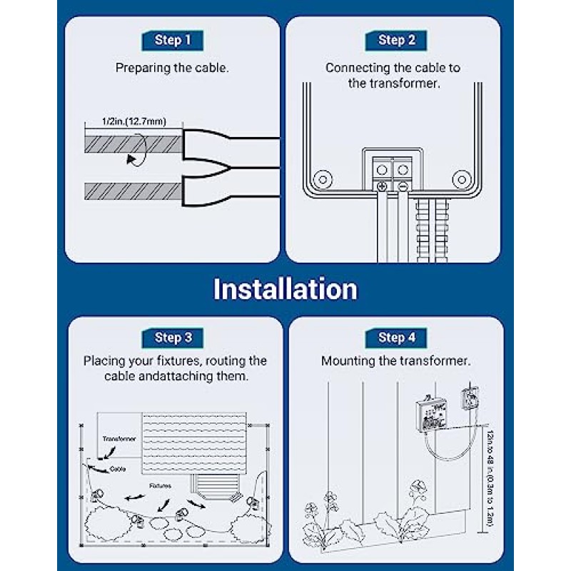 DEWENWILS WiFi 저전압 변압기 60W, 120V AC ~ 12V DC, 타이머가 있는 스마트 실외 저전압 조경 변압기, Alexa 및 Google Home과 함께 작동, 조경 조명용 비바람에 견디는, FCC 등록