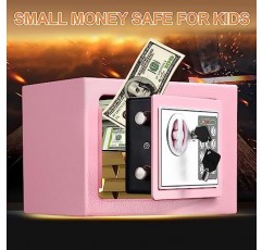 돈을 위한 방화 소형 금고, 0.23 Cu ft 미니 방화 금고(콤비네이션 자물쇠 포함), 어린이용 디지털 금고 홈 호텔 비즈니스(핑크)