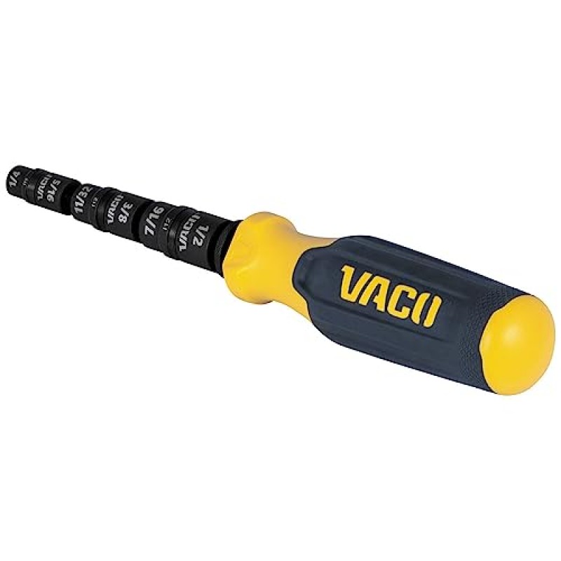 VACO VAC1070 임팩트 드라이버, 손잡이가 있는 7-in-1 SAE 멀티 비트 임팩트 플립 소켓, 식별하기 쉬운 6개의 육각 드라이버 크기 및 1/4인치 비트 홀더