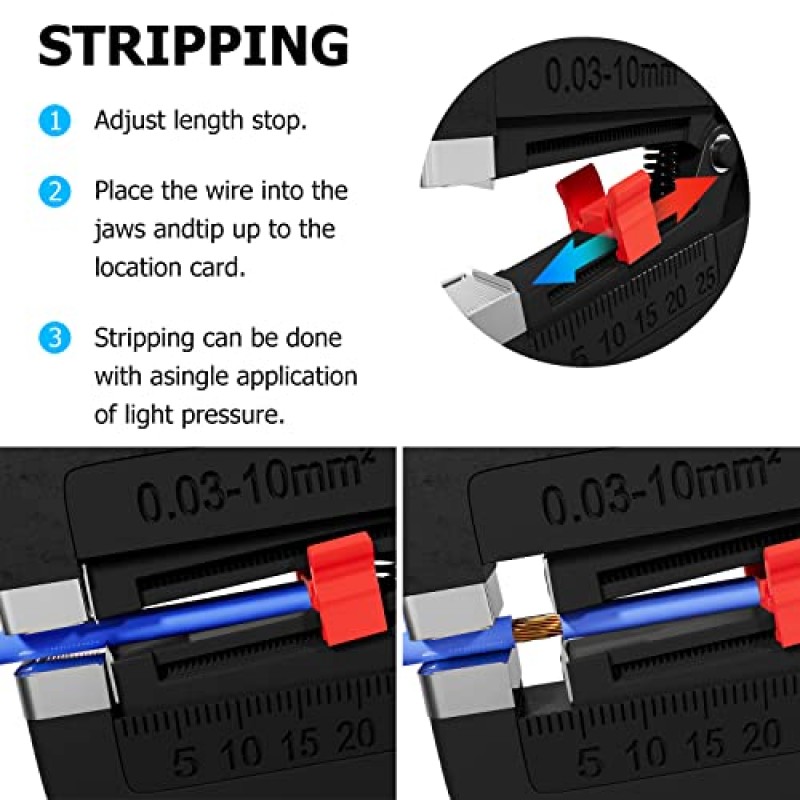 Knoweasy 와이어 스트리퍼: 32-7 AWG(0.03mm²-10mm²)용 2-in-1 고강도 와이어 스트리퍼 플라이어 및 커터, 전문가 및 DIY 매니아를 위한 필수 스트리핑 및 절단 도구