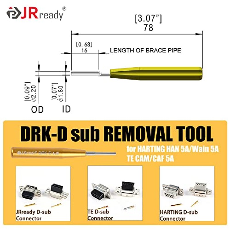 JRready ST5227 추출기 도구 키트 솔리드 접점 추출 도구 제거 TE/AMP/HARTING D SUB 시리즈 HAN 시리즈 헤비 듀티 커넥터 터미널