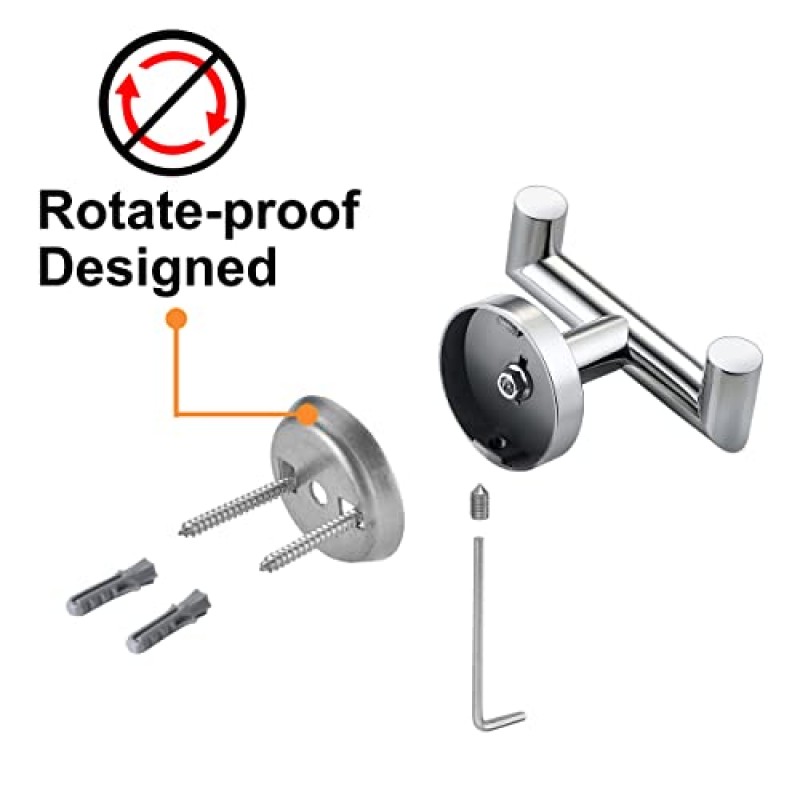 욕실용 수건 걸이, 주방 욕실용 광택 크롬 수건 걸이, SUS304 스테인레스 스틸 코트 걸이, 수건 걸이용 헤비 듀티 더블 타월 홀더 후크, 코트, 스폰지, 벽걸이, 2팩
