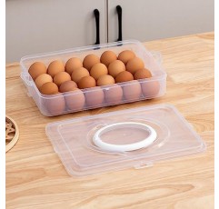 Sooyee 냉장고용 계란 홀더, 3겹 72개 뚜껑이 있는 악마 계란 트레이 계란 캐리어 상자 계란 손잡이가 있는 디스펜서 용기 72개