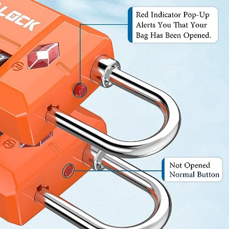 TSA 승인 여행용 수하물 자물쇠, 학교 사무실 및 체육관 사물함용 개방형 경보 조합 자물쇠, 도구 상자, 펠리칸 케이스, 읽기 쉬운 다이얼 - 1, 2 및 4팩