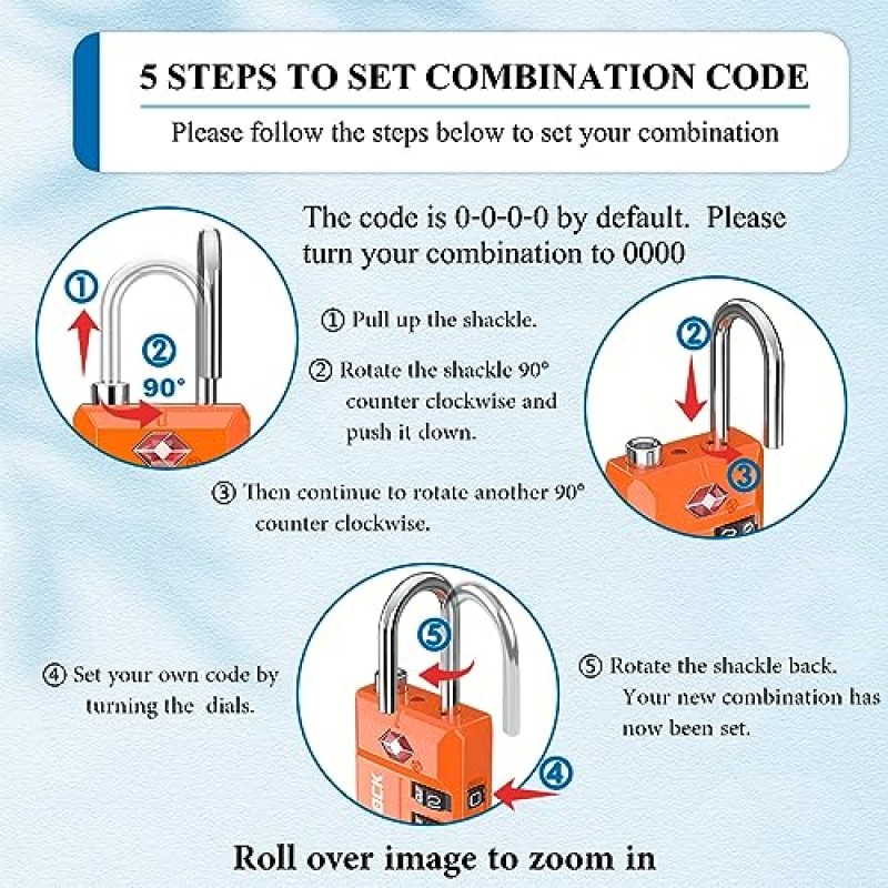 TSA 승인 여행용 수하물 자물쇠, 학교 사무실 및 체육관 사물함용 개방형 경보 조합 자물쇠, 도구 상자, 펠리칸 케이스, 읽기 쉬운 다이얼 - 1, 2 및 4팩