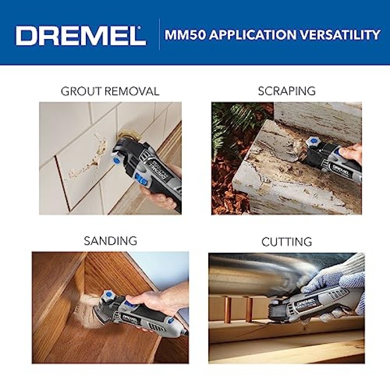 Dremel MM50-01 멀티 맥스 진동 DIY 도구 키트(공구 없이 액세서리 교체 포함) - 5Amp, 30개 액세서리 - 콤팩트 헤드 및 각진 본체 - 건식 벽체, 못, 그라우트 및 샌딩 제거