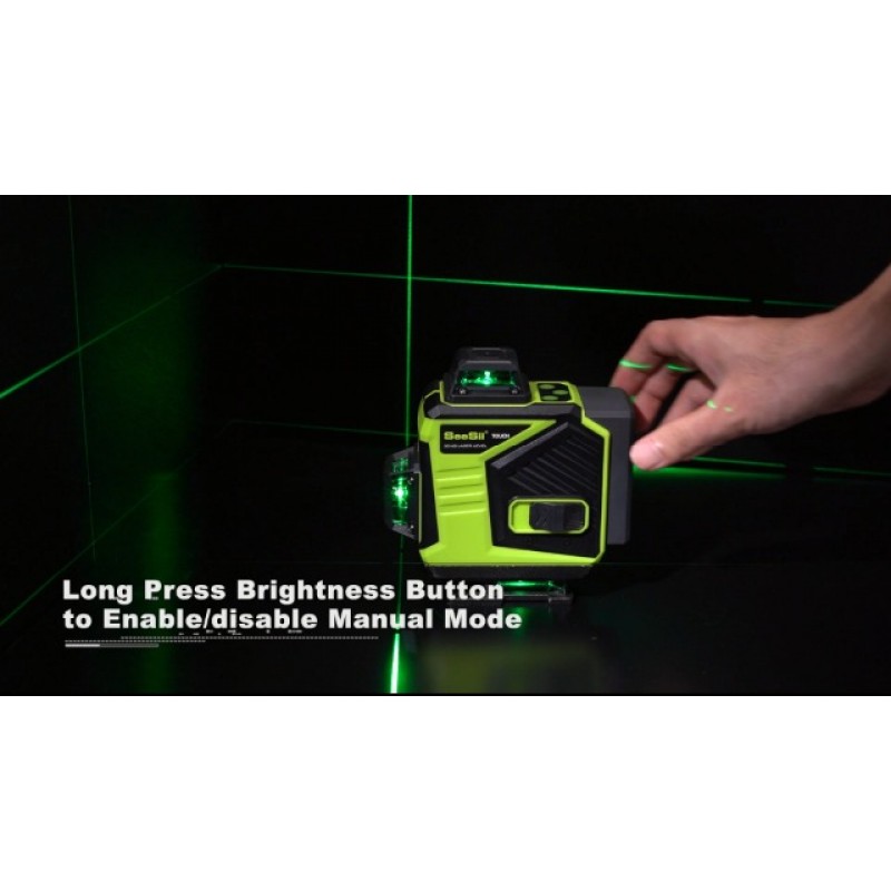 Seesii 4D 레이저 레벨, 16 라인 녹색 빔 라인 레이저 셀프 레벨링, 건설 및 그림 걸기용 4x360 크로스 라인 레이저, 리모컨, 자기 리프팅 베이스 및 하드 운반 케이스 포함