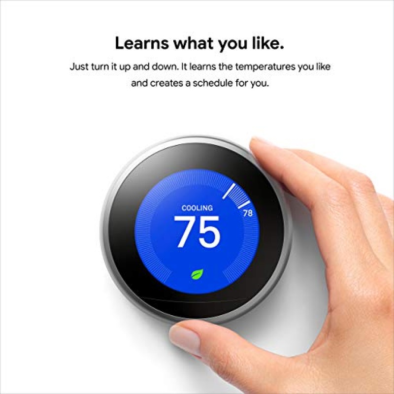 Google Nest 학습 온도 조절기 - 프로그래밍 가능한 가정용 스마트 온도 조절기 - 3세대 Nest 온도 조절기 - Alexa와 작동 - 황동