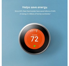 Google Nest 학습 온도 조절기 - 프로그래밍 가능한 가정용 스마트 온도 조절기 - 3세대 Nest 온도 조절기 - Alexa와 작동 - 황동