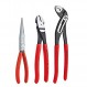 KNIPEX 도구 00 20 08 US1 긴 노즈, 대각선 커터 및 악어 플라이어 3피스 도구 세트, 빨간색(포장은 다를 수 있음) 및 도구 - 플라이어 렌치, 크롬(8603250), 10인치
