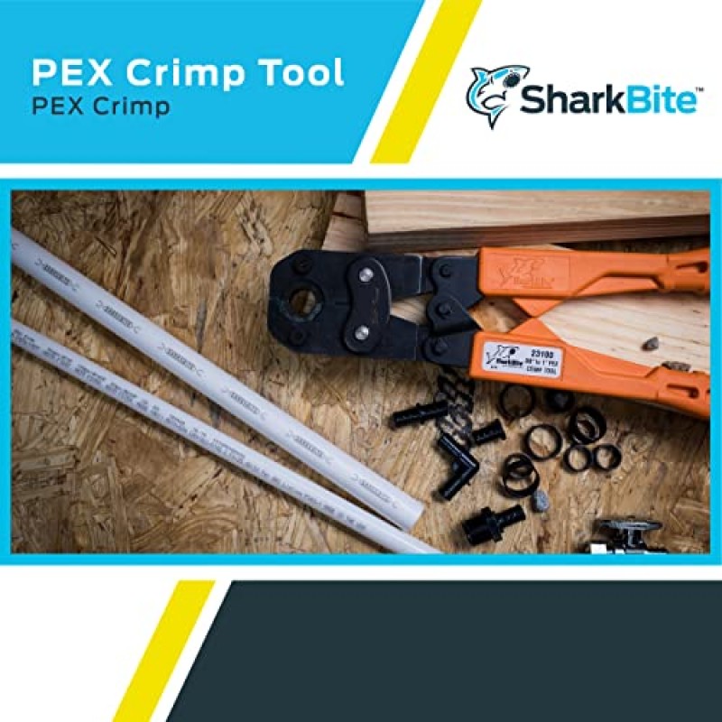SharkBite 3/8인치 PEX 압착 도구 멀티 헤드 키트, 주황색 핸들, 배관 피팅, 23100
