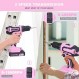 FASTPRO 핑크 도구 세트 -220피스 여성용 집 수리 도구 키트 및 20V 핑크 무선 리튬 이온 드릴 드라이버