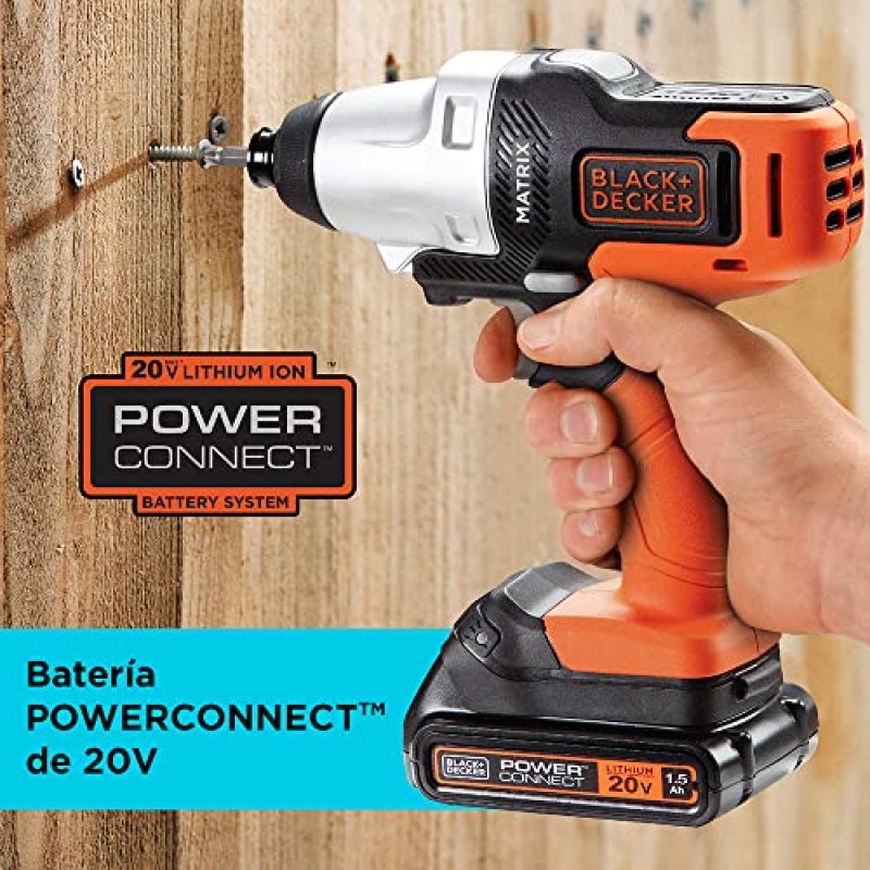 BLACK+DECKER 20V MAX MATRIX 드릴, 전동 공구 콤보 키트, 6개 공구 세트, 무선 공구 세트(BDCDMT1206KITC)