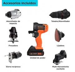 BLACK+DECKER 20V MAX MATRIX 드릴, 전동 공구 콤보 키트, 6개 공구 세트, 무선 공구 세트(BDCDMT1206KITC)