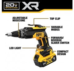 DEWALT 20V MAX XR 건식벽 나사건 및 임팩트 드라이버, 전동 공구 콤보 키트, 배터리 2개 및 충전기 포함(DCK268P2)