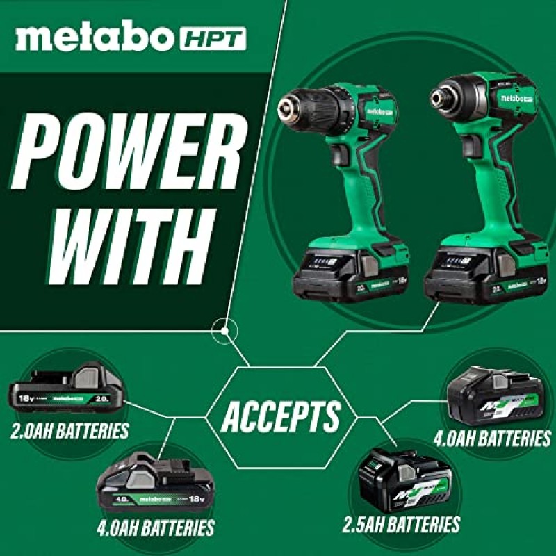 Metabo HPT 18V MultiVolt™ 서브컴팩트 드라이버 드릴/임팩트 무선 콤보 키트 | 높은 토크 | 브러시리스 모터 | 평생 도구 보증 | KC18DDXS