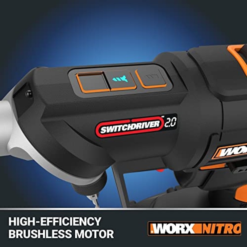 Worx NITRO WX177L 20V 브러시리스 스위치드라이버 2.0 2-in-1 무선 드릴 및 드라이버