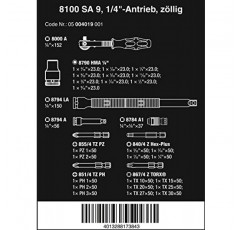 Wera 래칫 세트, 28, 1/4인치, SAE & 05022640001 950/9 Hex-Plus 다색 Imperial 2 L-키 세트, Imperial, BlackLaser, 9개