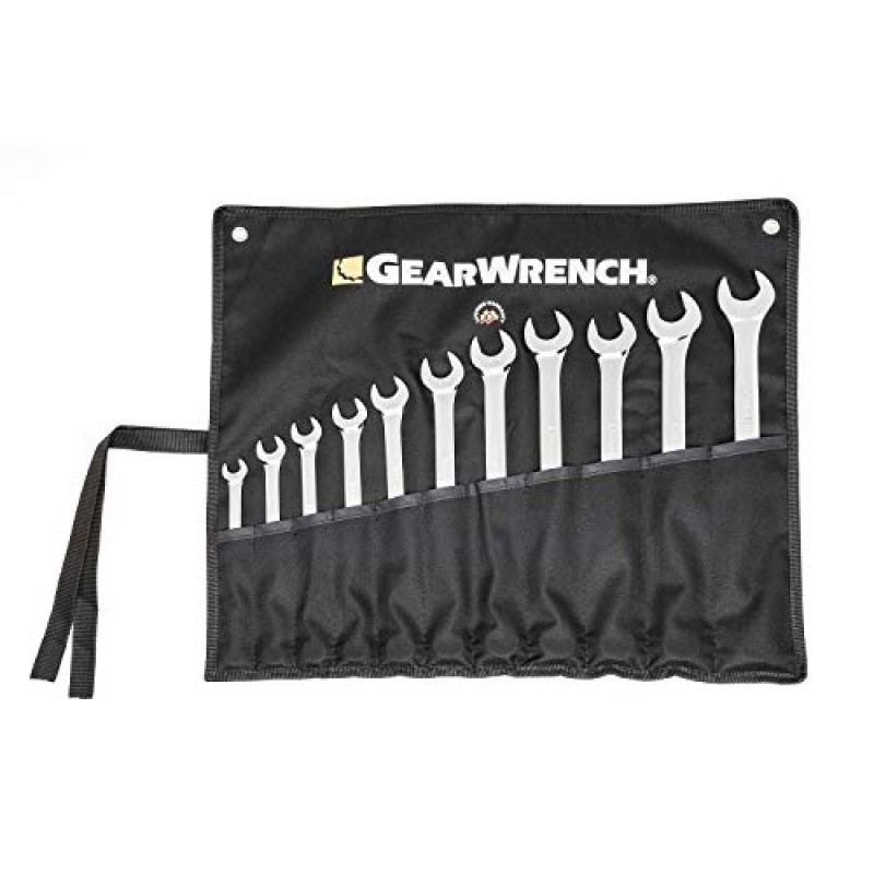 GEARWRENCH 긴 패턴 조합 SAE 렌치 세트(공구 롤 포함), 11개, 12포인트 - 81934