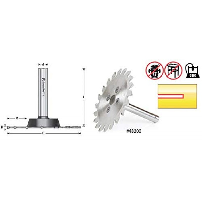 Amana Tool - 48200 카바이드 팁 플라스틱 트림 톱날 및 아버 CNC 시스템 4