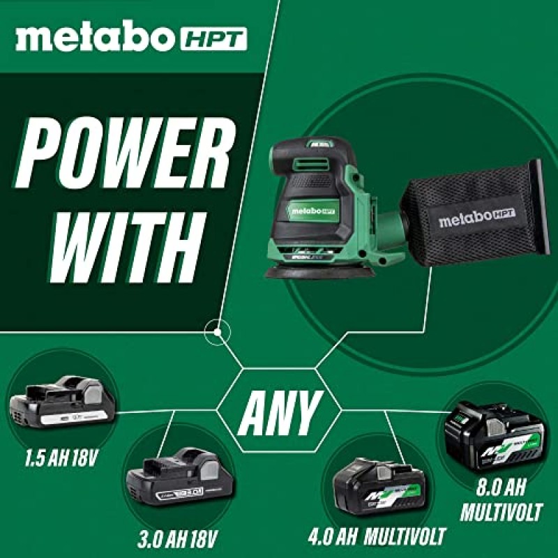 Metabo HPT 18V MultiVolt™ 무선 5인치 무작위 궤도 샌더 | 도구만 - 배터리 없음 | 가변 속도 | 브러시리스 모터 | 전기 브레이크 | SV1813DAQ4