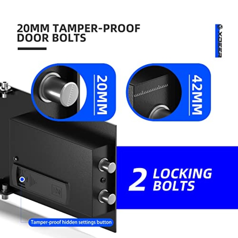 XDeer CS25 생체 인식 안전 잠금 상자 - 가정, 사무실 및 어린이를 위한 업그레이드된 지문 스캐너가 포함된 0.78 입방피트 빠른 액세스 보안 금고