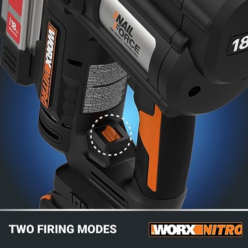 Worx NITRO 20V 무선 18GA 브래드 네일건 파워 쉐어 - WX842L(배터리 및 충전기 포함)