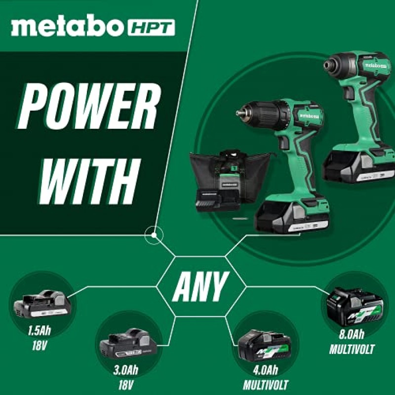 Metabo HPT 무선 18V 드릴 및 임팩트 드라이버 콤보 키트 | 서브컴팩트 | 브러시리스 모터 | 리튬 이온 배터리 | 평생 도구 보증 | KC18DDX