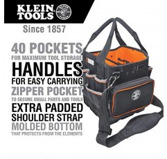 Klein Tools 5541610-14 어깨끈이 있는 공구 가방 40개의 포켓 및 55470 유틸리티 백, 스탠드업 지퍼 공구 가방, 견고한 1680d 탄도 직조, 강화 바닥, 오렌지/블랙, 그레이/블랙, 2팩