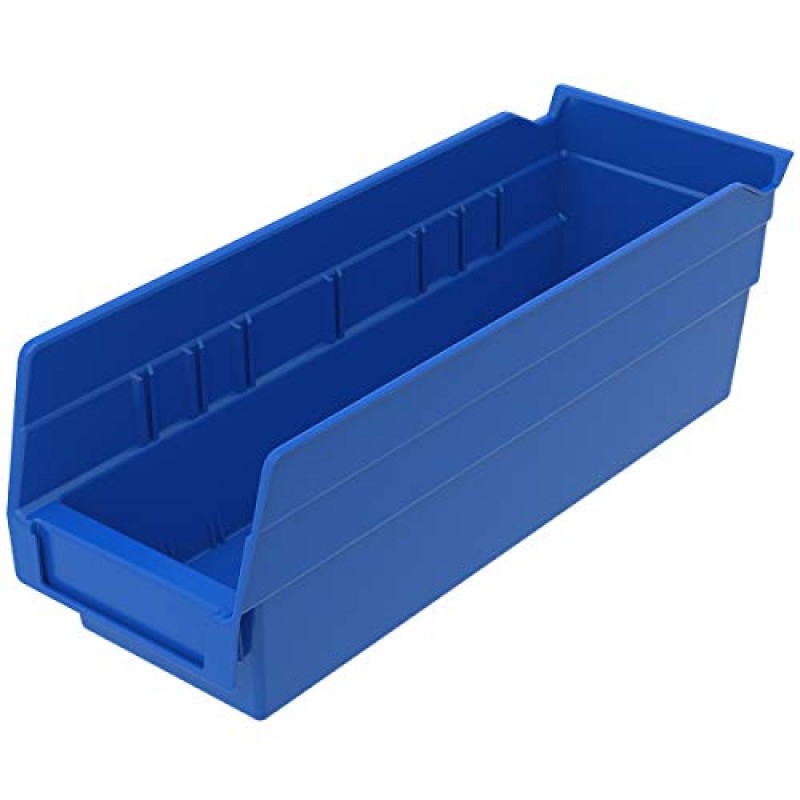 Akro-Mils 30150 플라스틱 네스팅 선반 상자, (12인치 x 8인치 x 4인치), 파란색, (12팩) 및 30120 플라스틱 네스팅 선반 상자, (12인치 x 4인치 x 4- 인치), 파란색, (24팩)