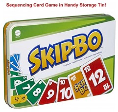 어린이, 성인 및 가족의 밤을 위한 Mattel Games Skip-Bo 카드 게임, 2~6인용 수집용 보관함 여행 게임(Amazon 독점)