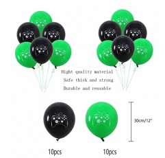 생일 축하 장식 풍선, 배너/풍선/케이크 토퍼/걸이 소용돌이 장식/환영 표시, 테마 파티 용품 세트에 33Pcs 비디오 게임이 있는 소년 소녀를 위한 녹색 파티 장식