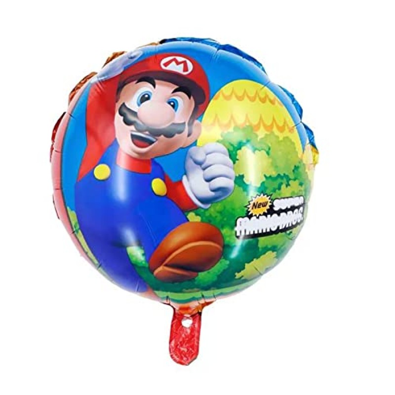 5 PCS LOVSONG Birthday Party Balloons - LARGE Mario Bros Balloons with Happy Birthday Banner Luigi Balloons Video Game Decorations (Mario)