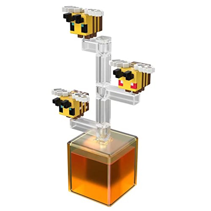 Mattel Minecraft Bees 액션 피규어, 3.25인치, 포털 구축 부품 1개 및 액세서리 1개 포함, 비디오 게임에서 영감을 얻은 조립 장난감, 팬 및 6세 이상 어린이를 위한 수집용 선물