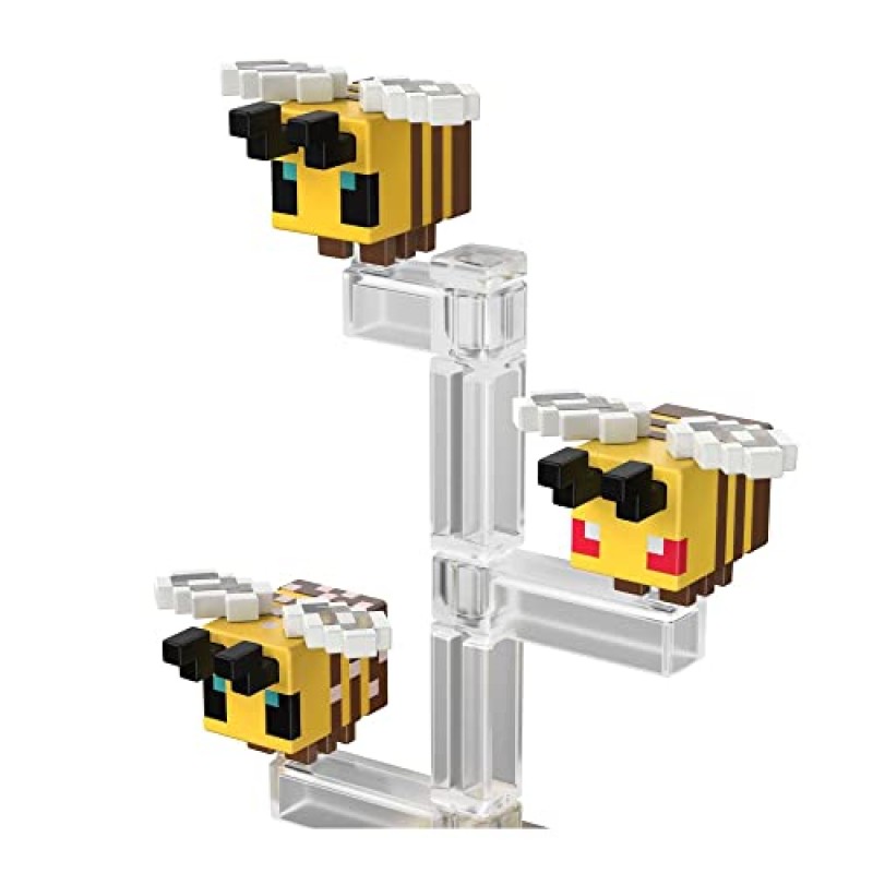 Mattel Minecraft Bees 액션 피규어, 3.25인치, 포털 구축 부품 1개 및 액세서리 1개 포함, 비디오 게임에서 영감을 얻은 조립 장난감, 팬 및 6세 이상 어린이를 위한 수집용 선물